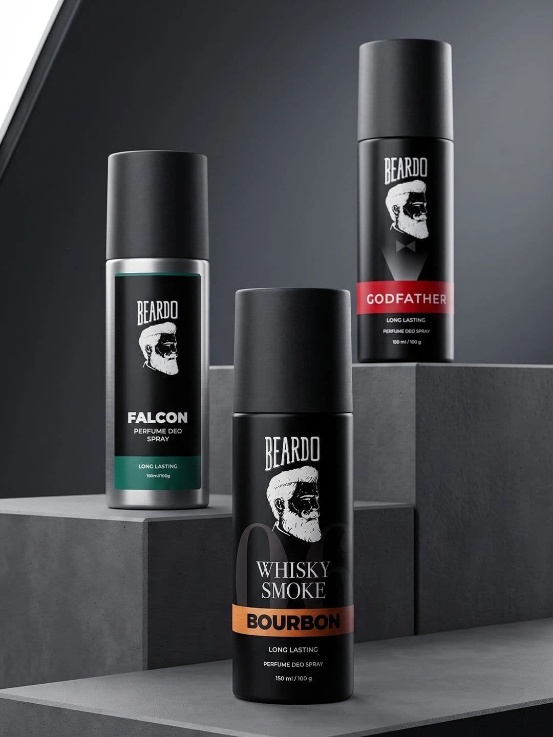 BEARDO Set of 3 Lasting Deodorant 150 ml each - Godfather + Falcon + Whisky Smoke Bourbon - view 1