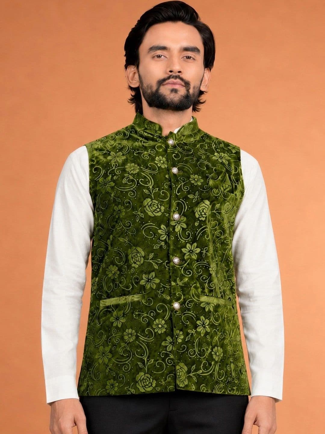 Leipzig Fashion Men Open Front Jacket with Embroidered - view 1