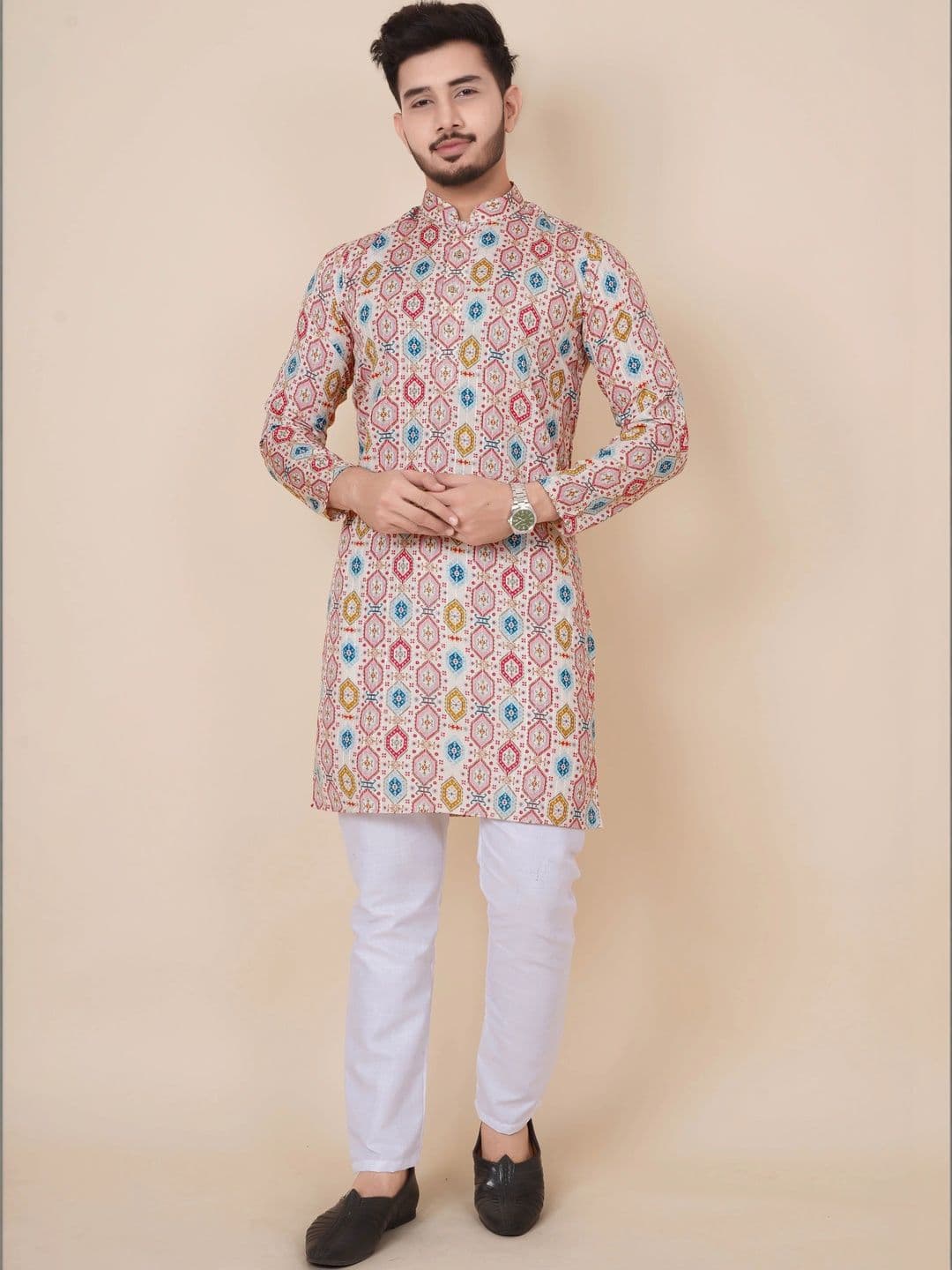 Moda Rapido Men Ethnic Motifs Printed Handloom Kurta - view 1