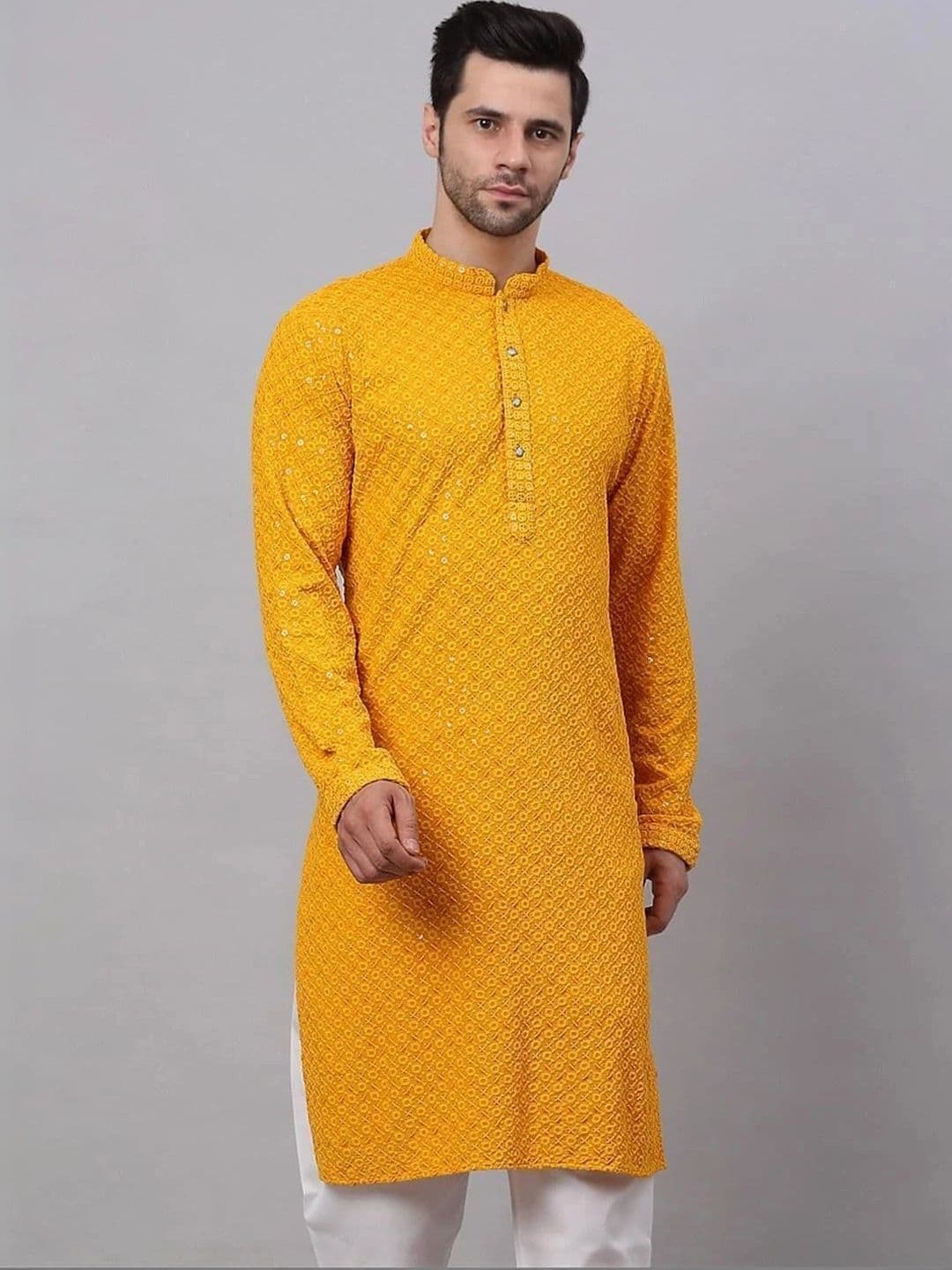 Moda Rapido Men Embellished Sequinned Handloom Kurta - view 1