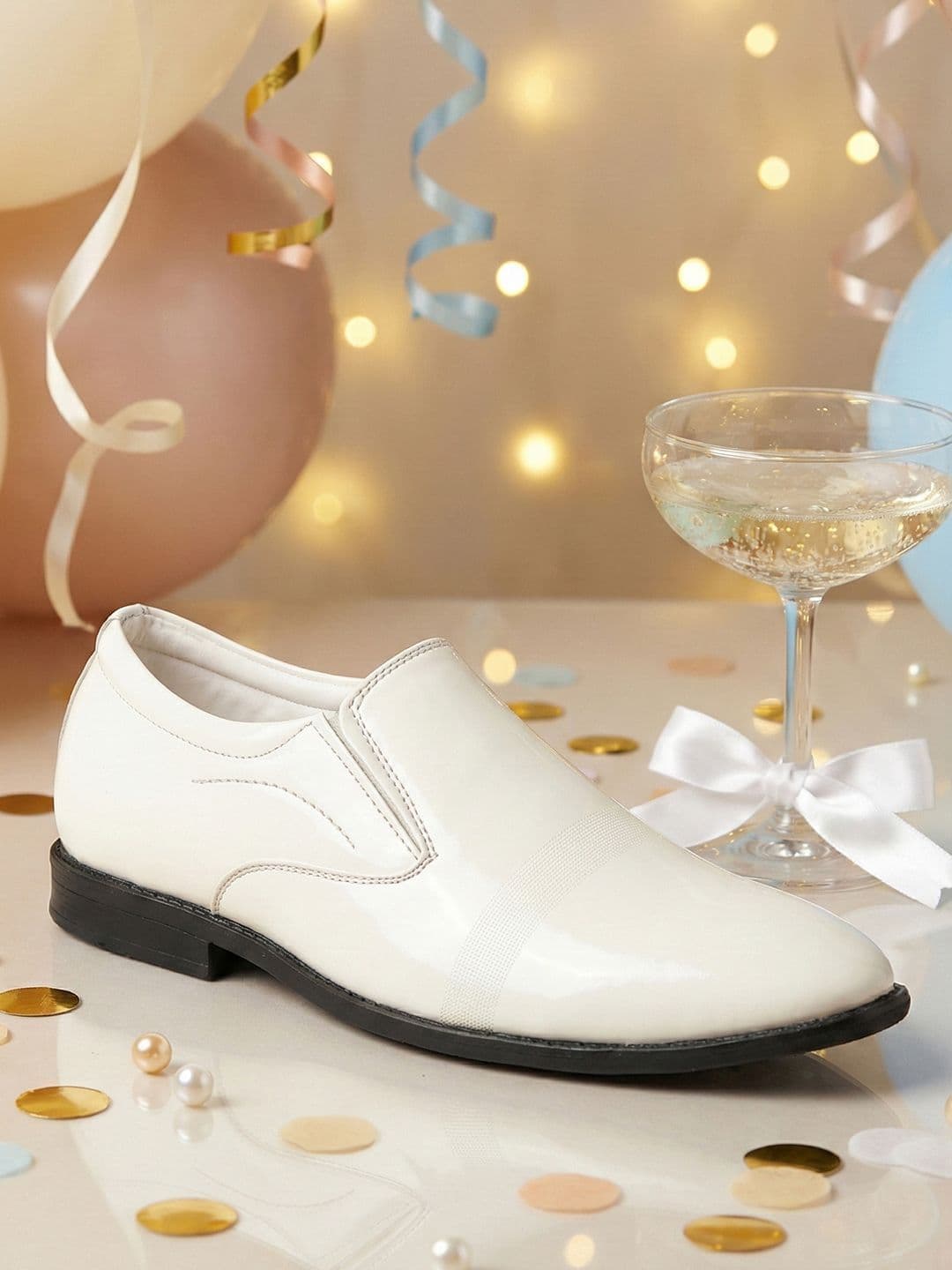 FAUSTO Men Textured Round Toe Formal Slip-On Shoes - view 1