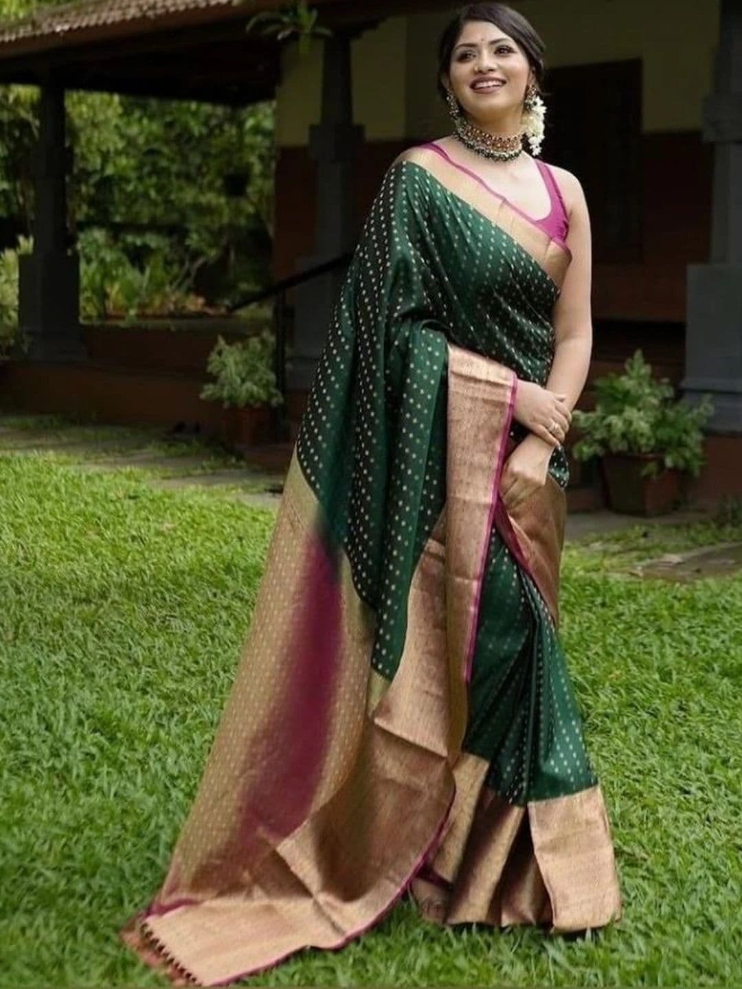 Moda Rapido Woven Design Zari Silk Blend Fusion Arani Saree - view 1