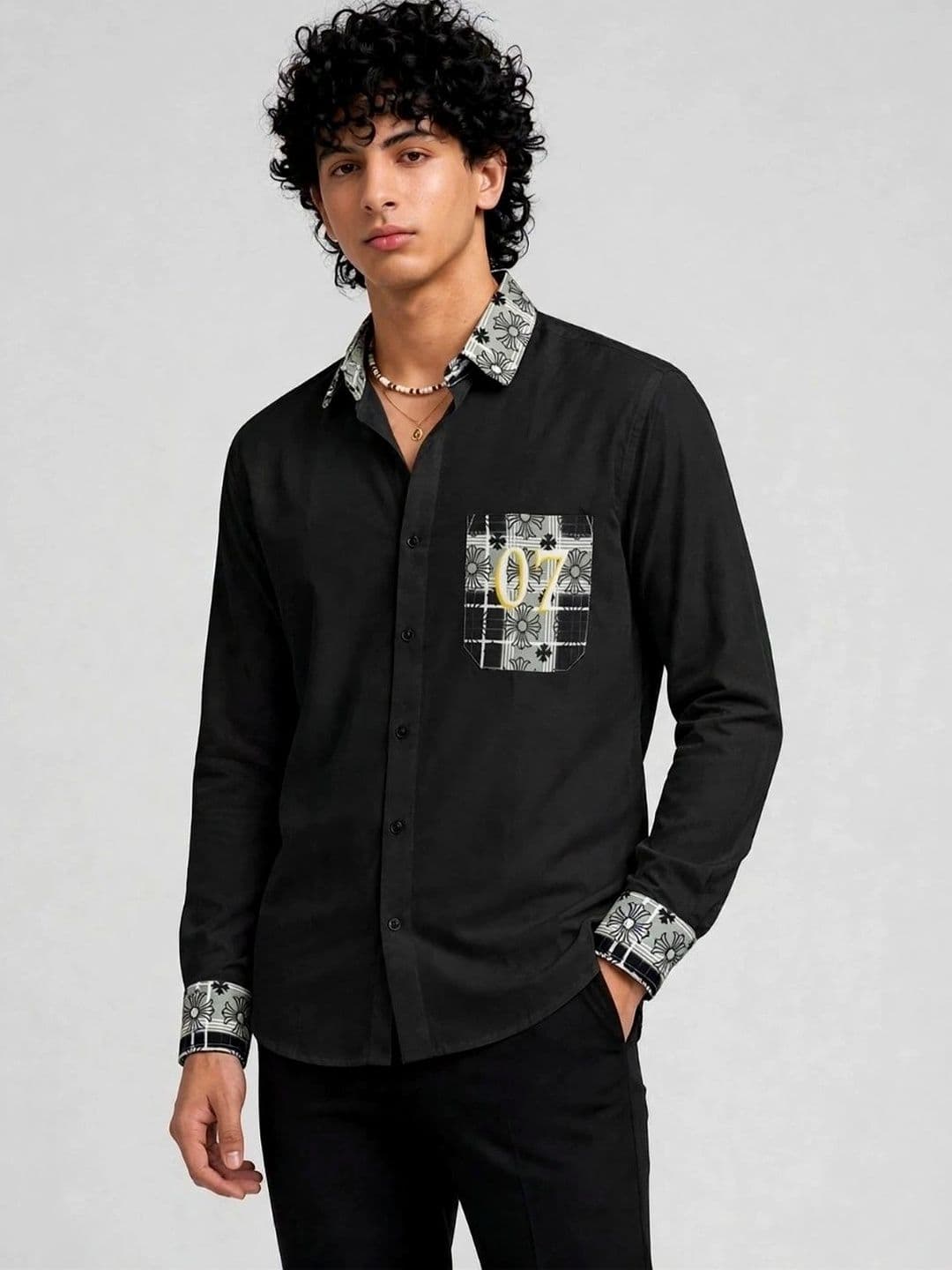 SRI VENKATESWARA FASHION Men Black Floral Print Regular Fit Full Sleeve Casual Shirt - view 1