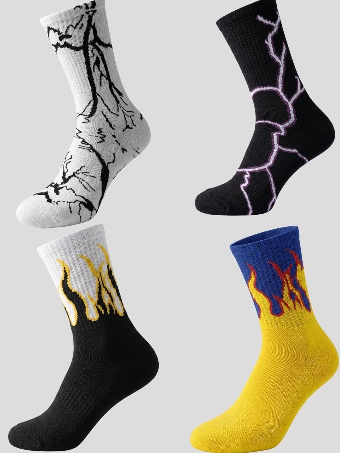 Moda Rapido Men Pack of 4 Cotton Blend Patterned Calf Length Socks - view 1