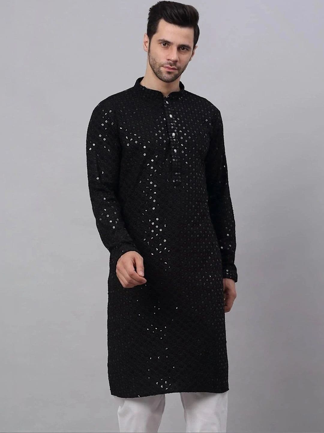 Moda Rapido Men Embellished Sequinned Handloom Kurta - view 1