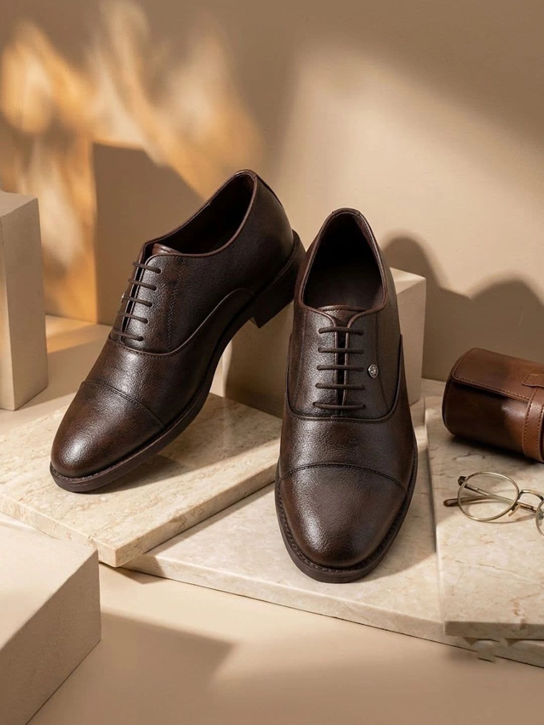 House of Pataudi Men Textured Round Toe Lace-Ups Oxfords Formal Shoes - view 1