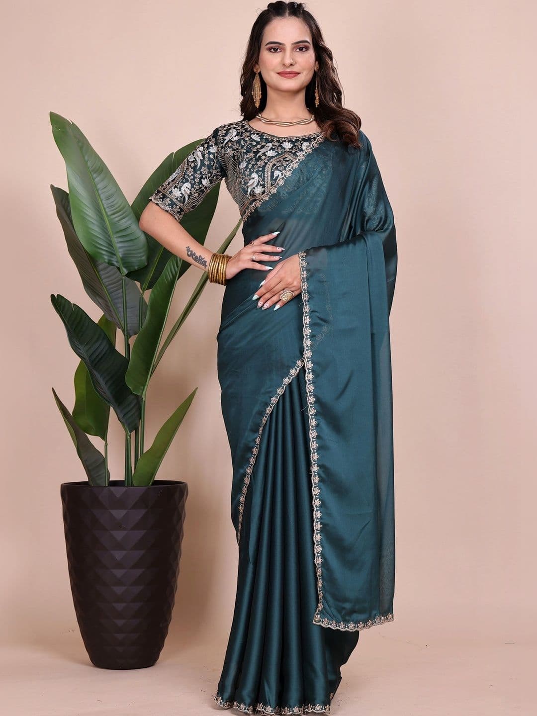 Moda Rapido Embroidered Poly Georgette Designer Saree - view 1