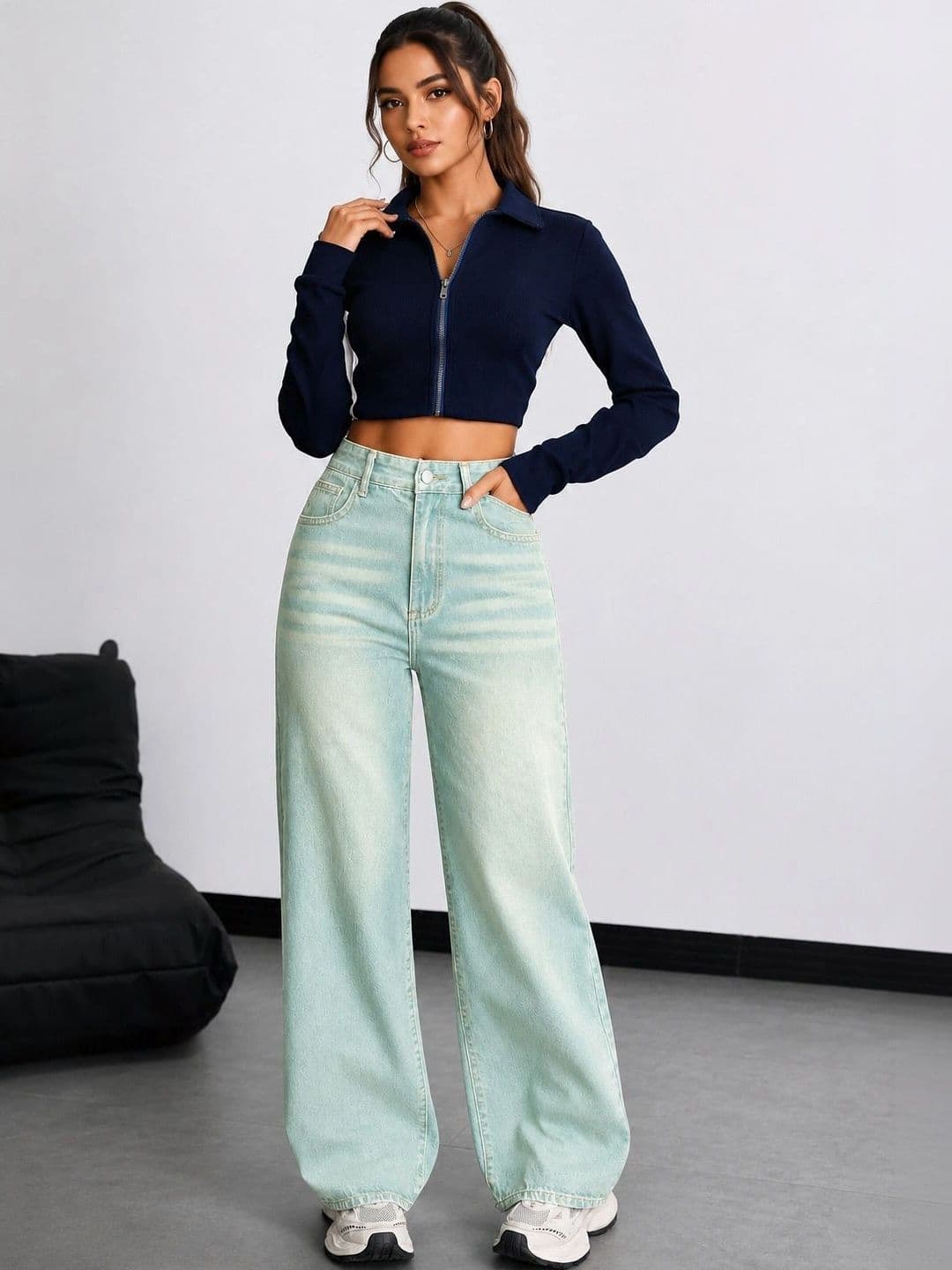 Stylecast X Kotty Women Cotton Wide Leg High-Rise Jeans - view 1