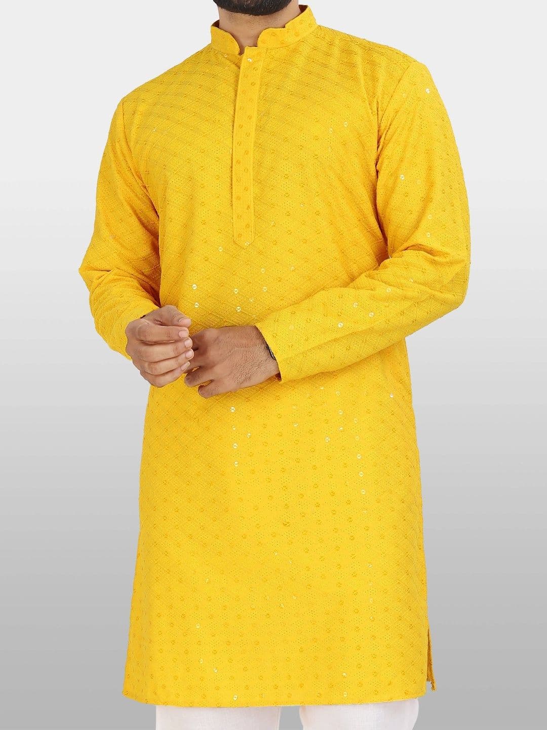 Moda Rapido Men Embellished Sequinned Handloom Kurta - view 1