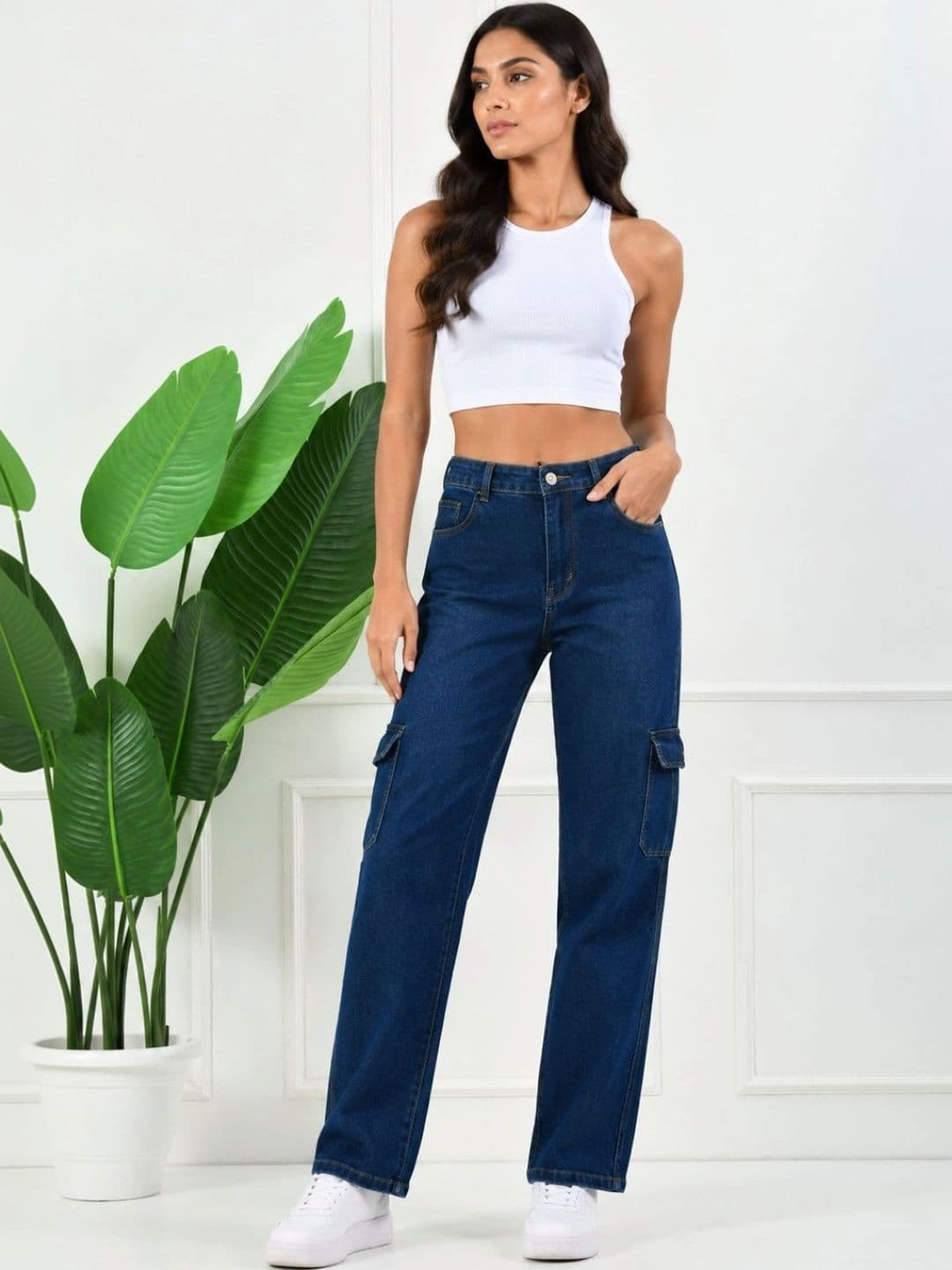 Mast & Harbour Women Classic Relaxed Fit Mid-Rise Stretchable Jeans - view 1