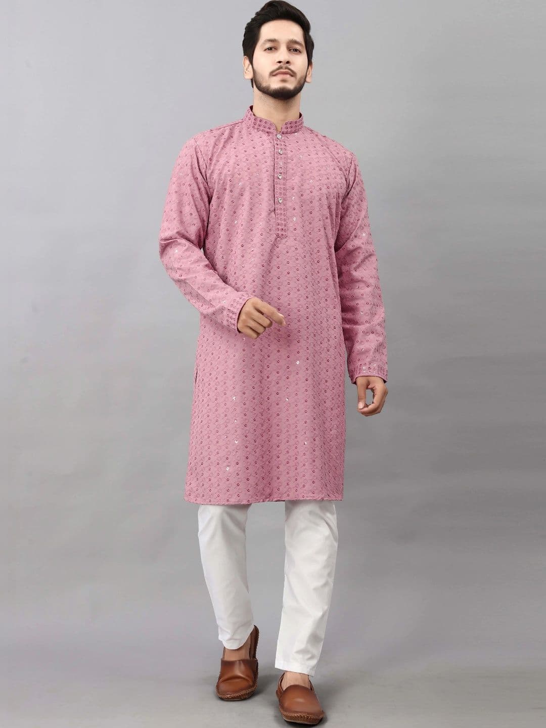 Moda Rapido Men Embellished Sequinned Handloom Kurta - view 1