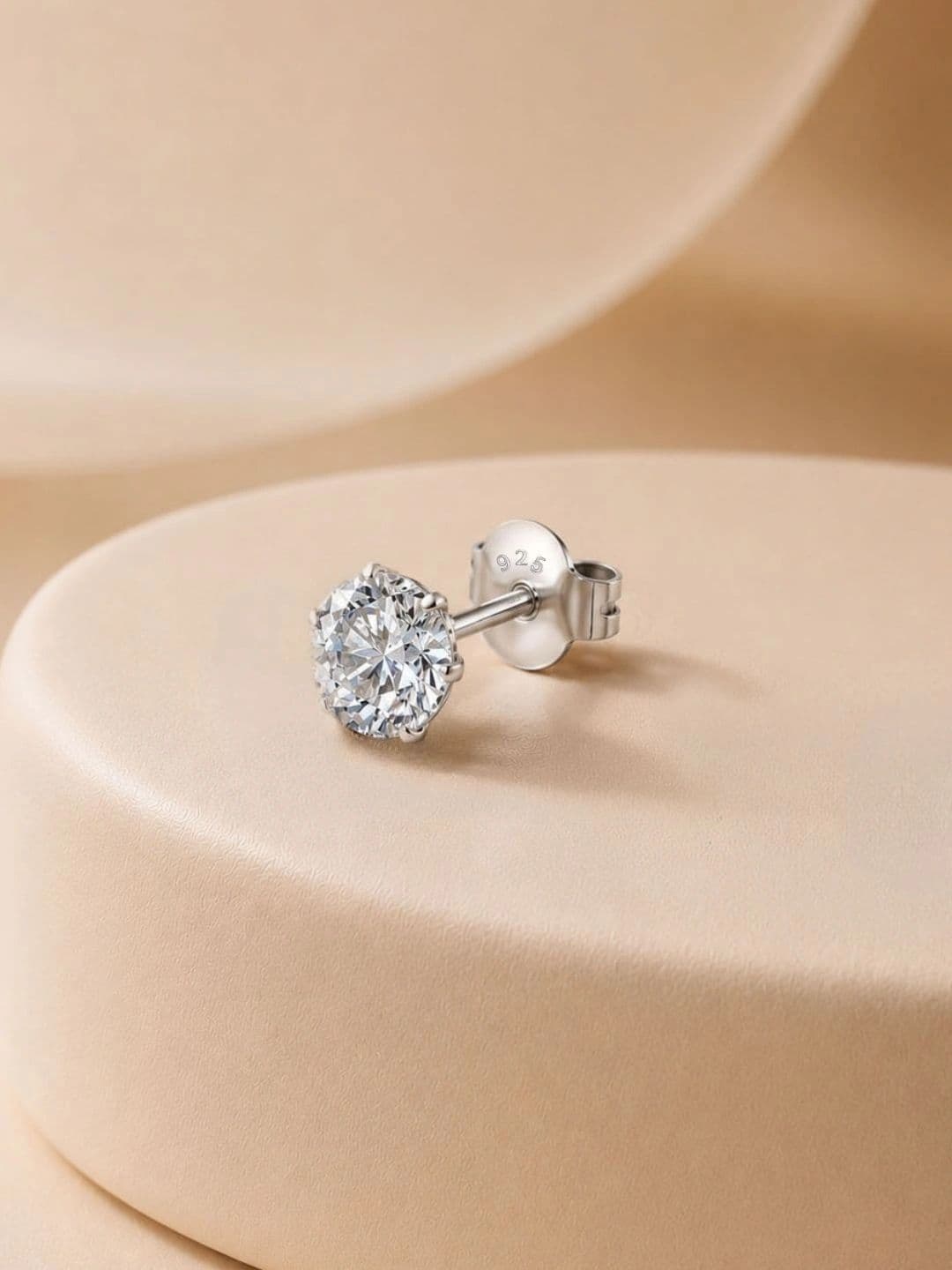 HighSpark Men's 925 Silver Classic Radiant Solitaire Stud Earrings - view 1