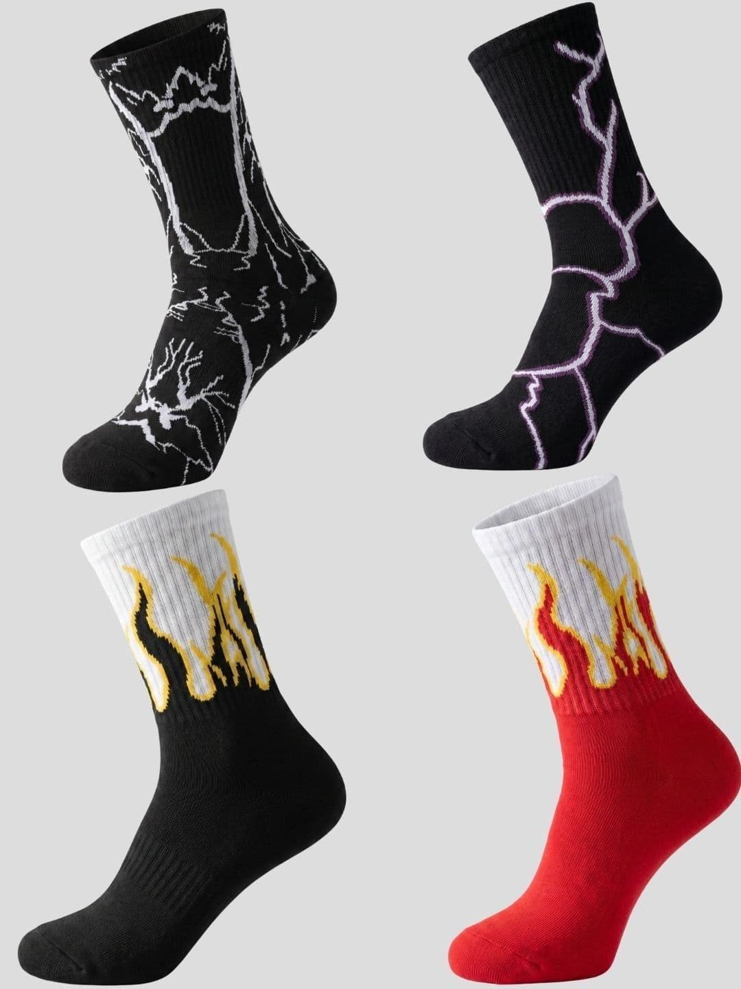 Moda Rapido Men Pack of 4 Cotton Blend Patterned Calf Length Socks - view 1