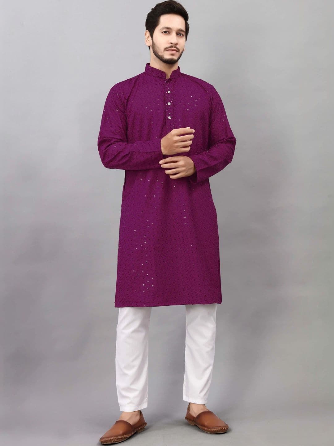 Moda Rapido Men Embroidered Chikankari Handloom Kurta - view 1