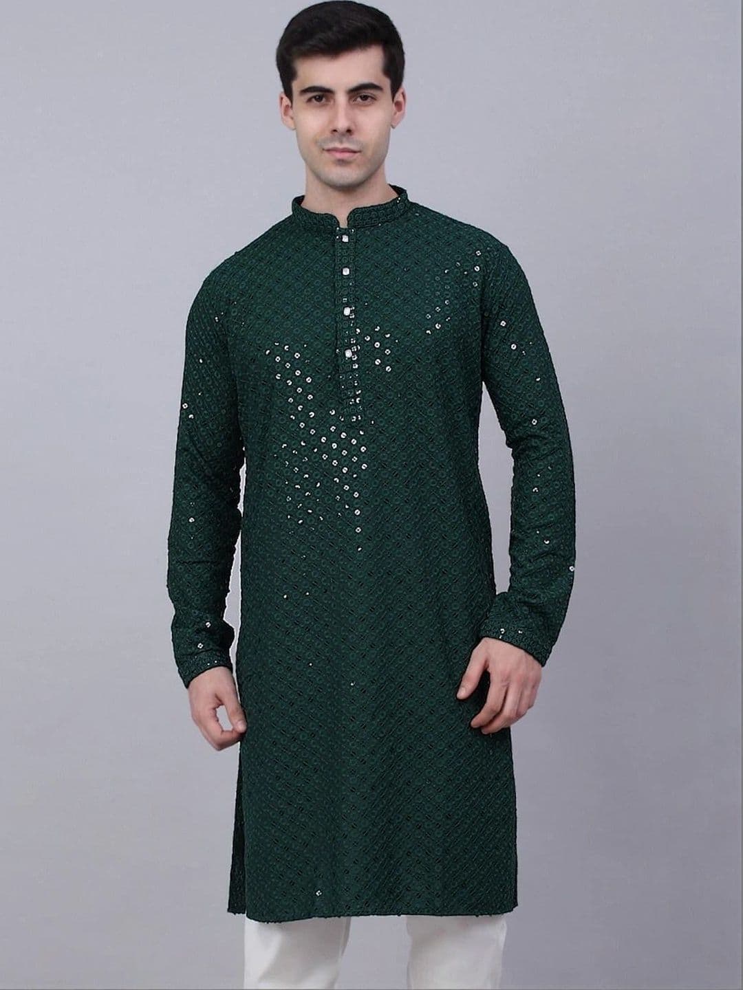 Moda Rapido Men Ethnic Motifs Embellished Sequinned Handloom Kurta - view 1