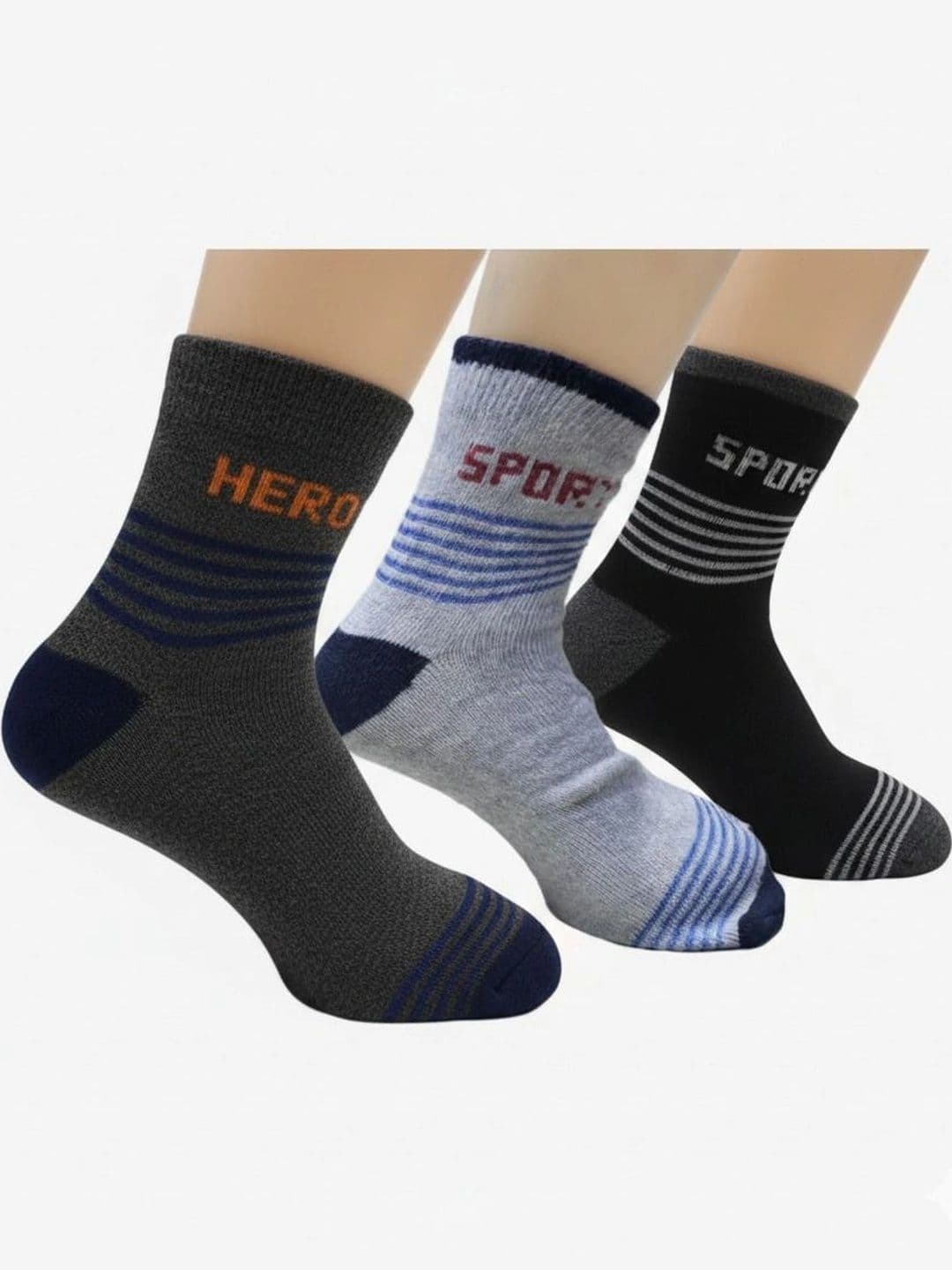 SOKSI Men Pack of 3 Cotton Assorted Colourblocked Ankle Length Socks - view 1