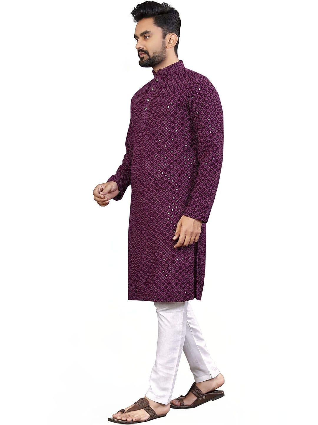 Moda Rapido Men Sequinned Handloom Kurta - view 1