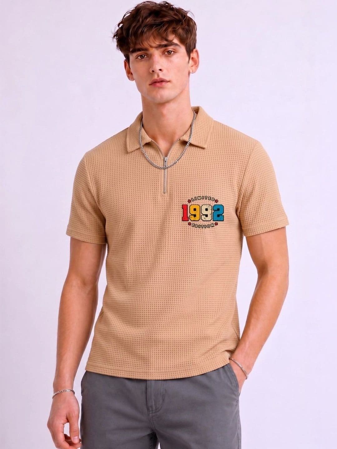 Mobox Men Typography Polo Collar Pockets T-shirt - view 1