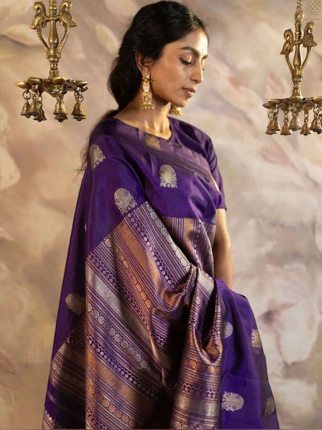 Moda Rapido Woven Design Zari Silk Blend Leheriya Saree - view 1