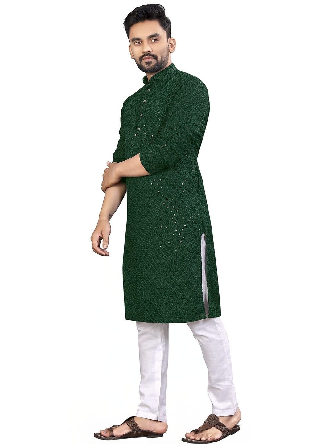 Moda Rapido Men Embellished Sequinned Handloom Kurta - view 1