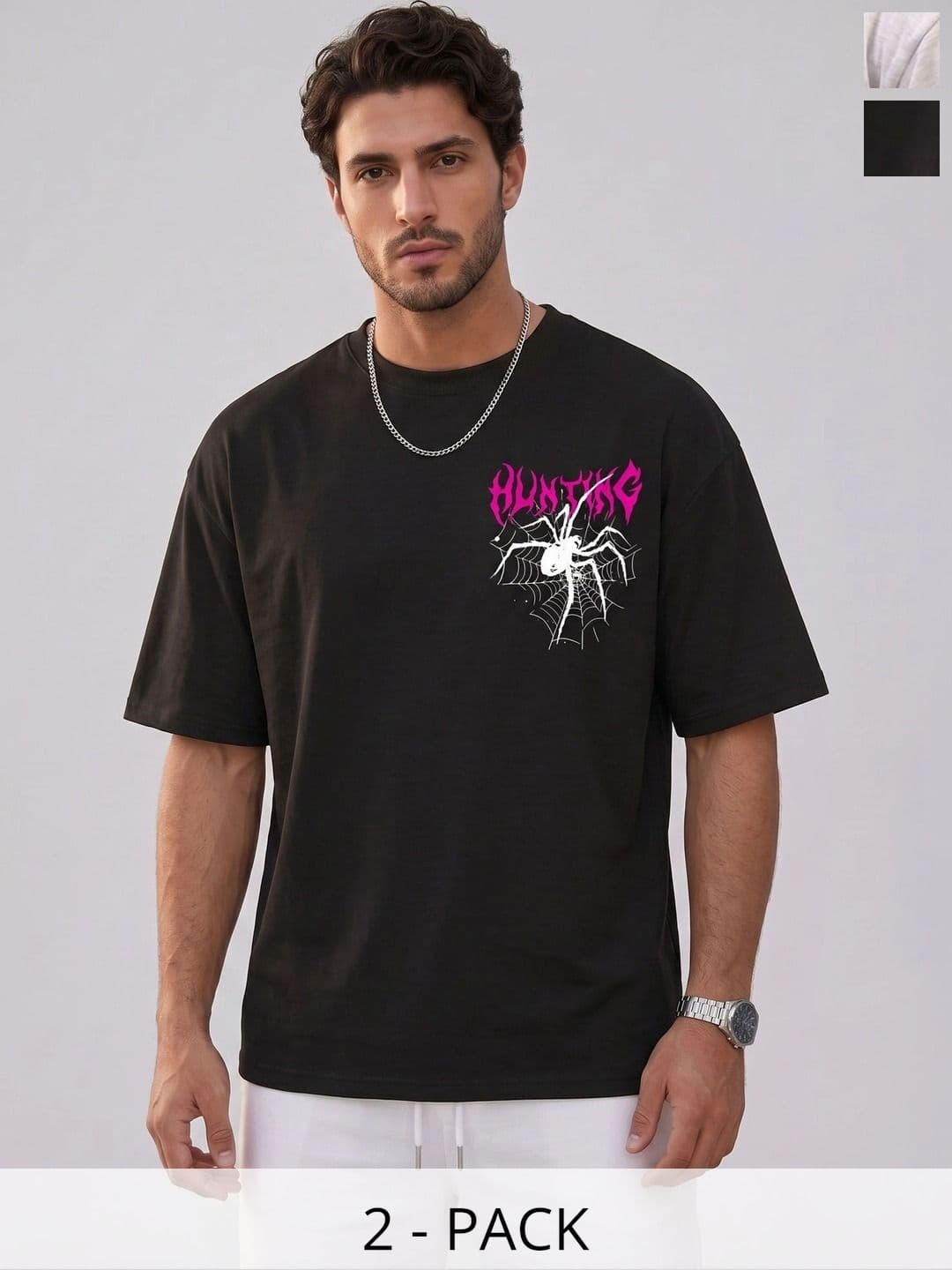 Kasendra Men 2 Printed Drop-Shoulder Sleeves T-shirt - view 1