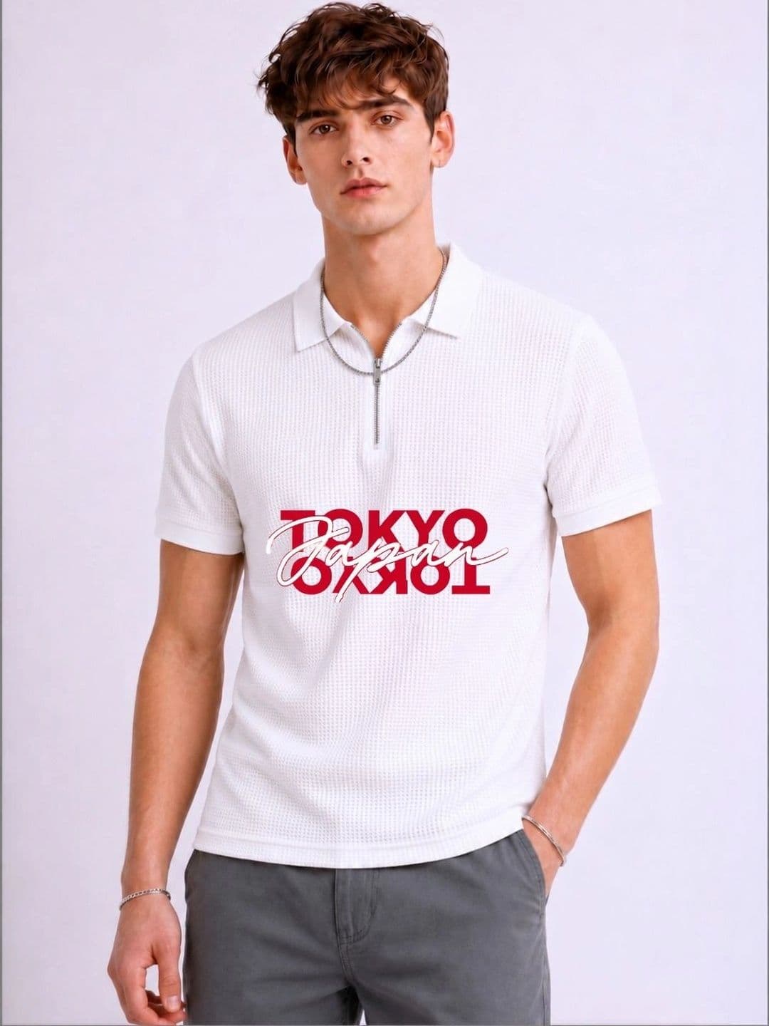 Mobox Men Typography Polo Collar Pockets T-shirt - view 1