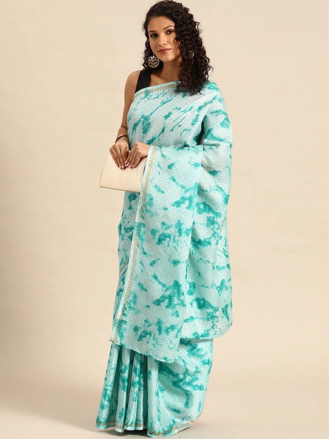 KALINI Tie and Dye Art Silk Fusion Banarasi Saree - view 1