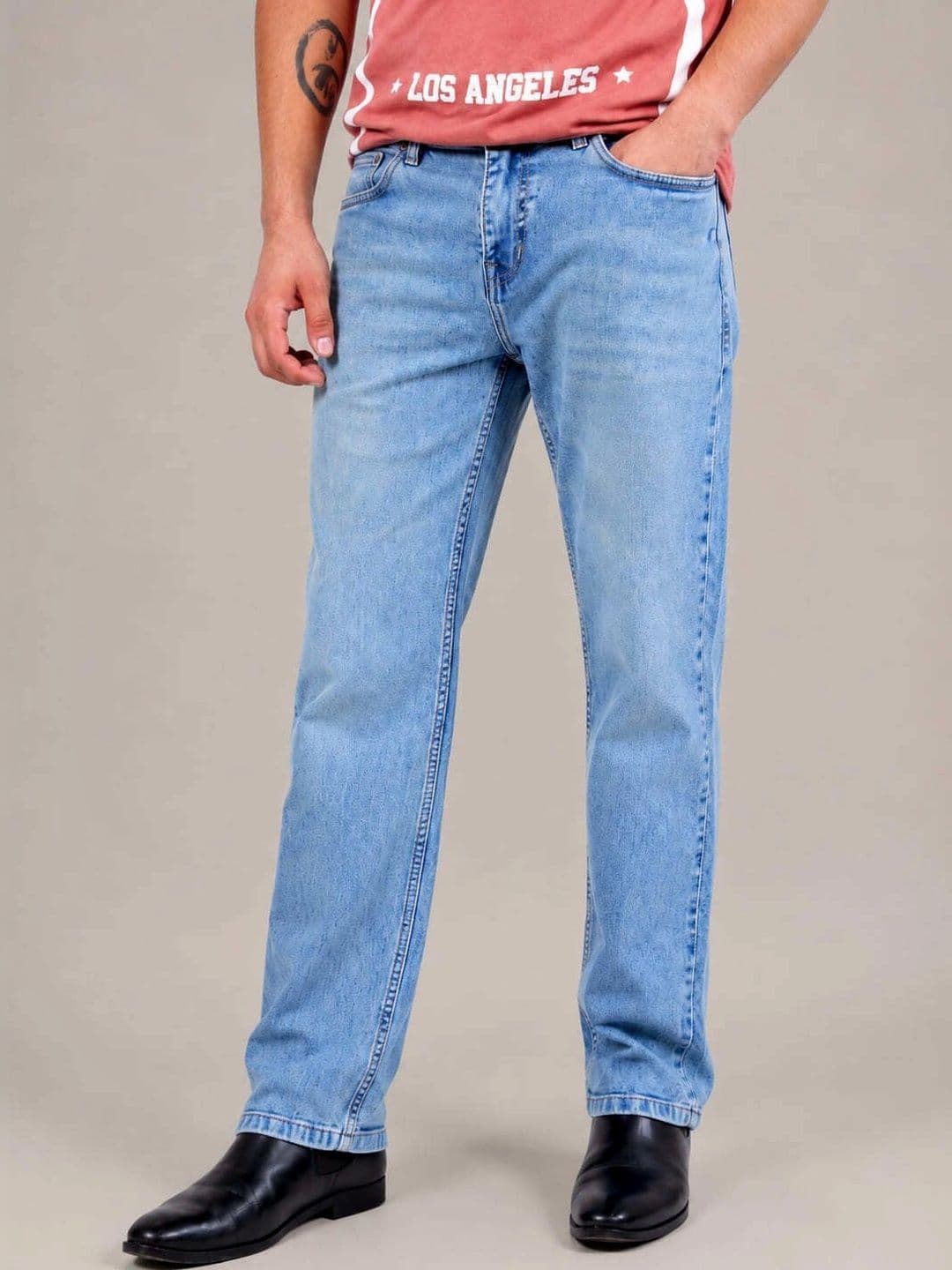 Denimora Men Straight Fit Mid-Rise Stretchable Jeans - view 1