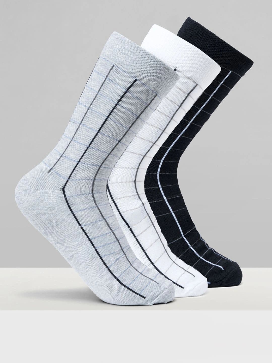 Urban Ranger by pantaloons Men Pack of 3 Cotton Blend Assorted Checked Calf Length Socks - view 1