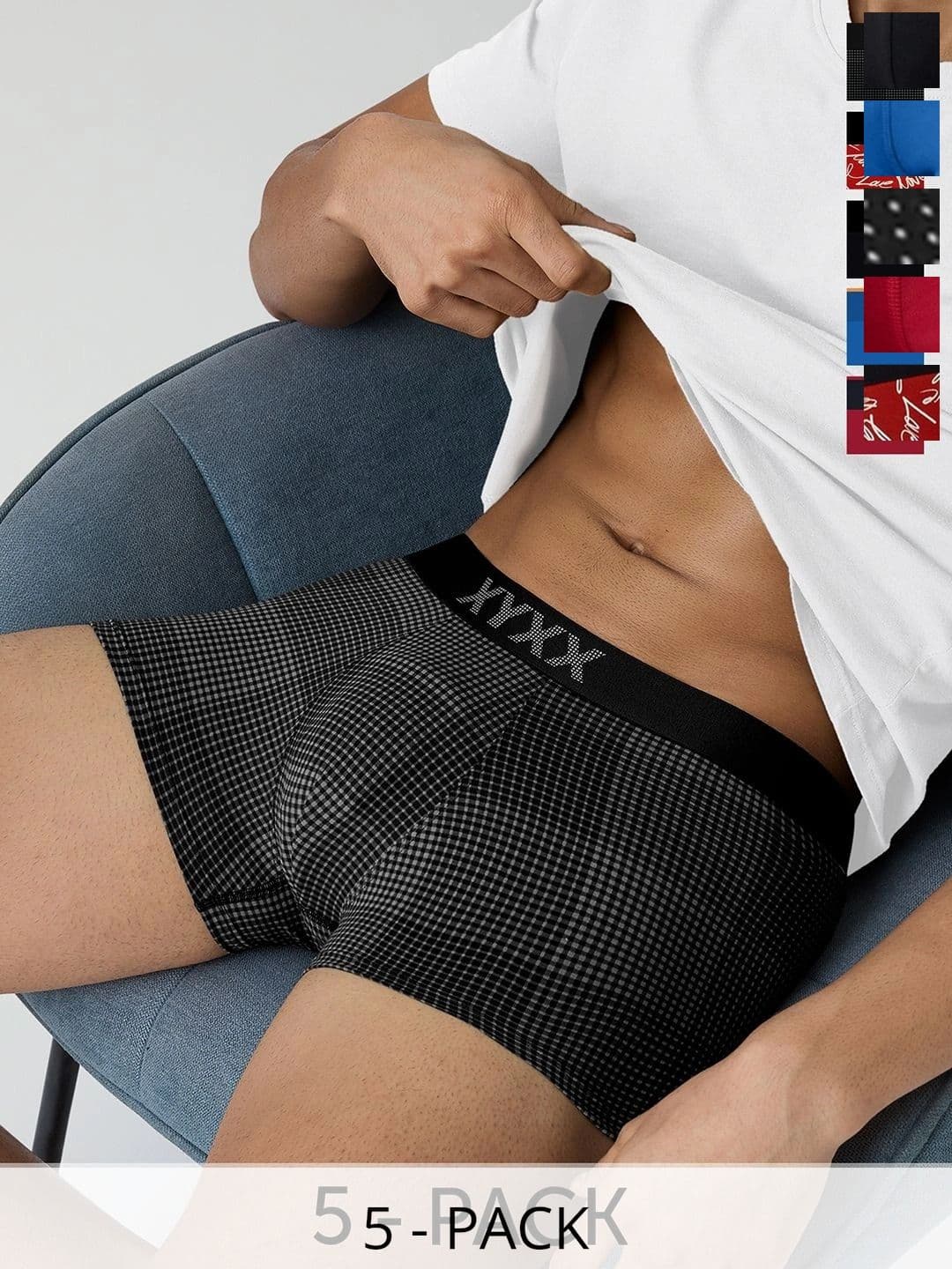 XYXX Pack of 5 Cotton Blend Printed Trunks - view 1