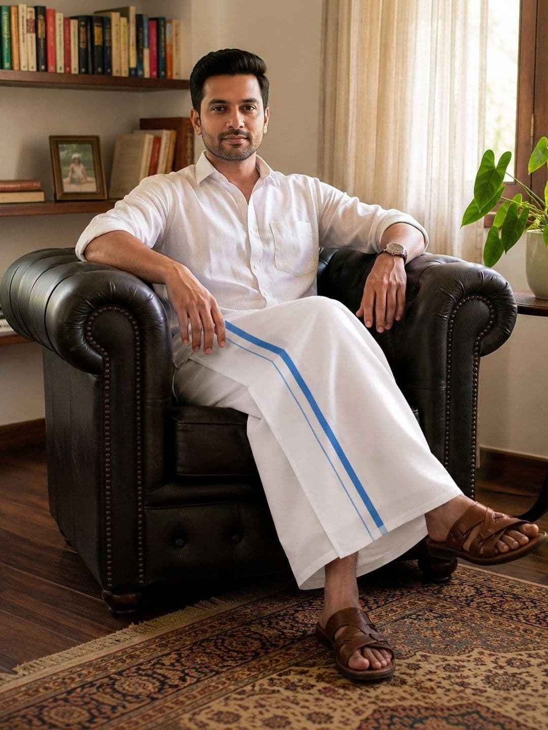 Sharan Elegance Men Striped Cotton Dhoti Dhotis - view 1
