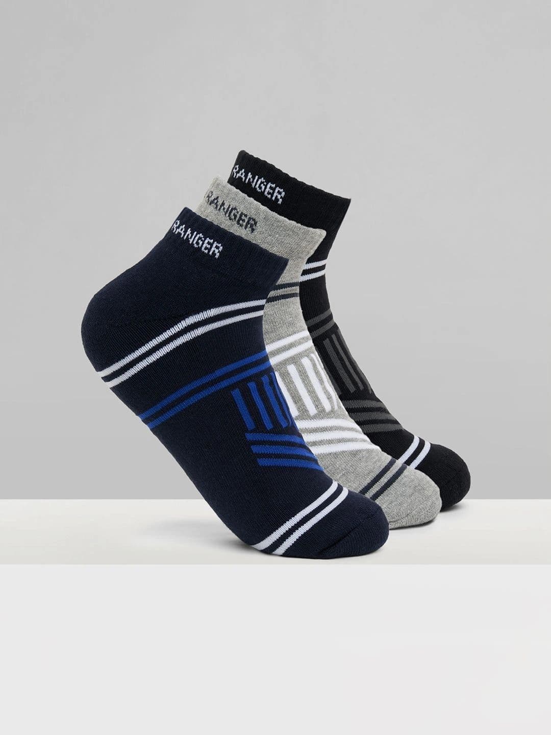 Urban Ranger by pantaloons Men Pack of 3 Cotton Blend Assorted Patterned Above Ankle Socks - view 1