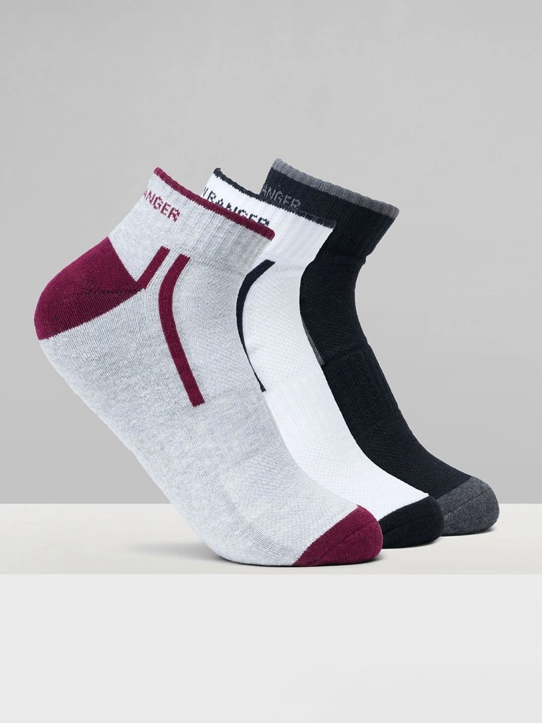 Urban Ranger by pantaloons Men Pack of 3 Cotton Blend Assorted Colourblocked Ankle Length Socks - view 1