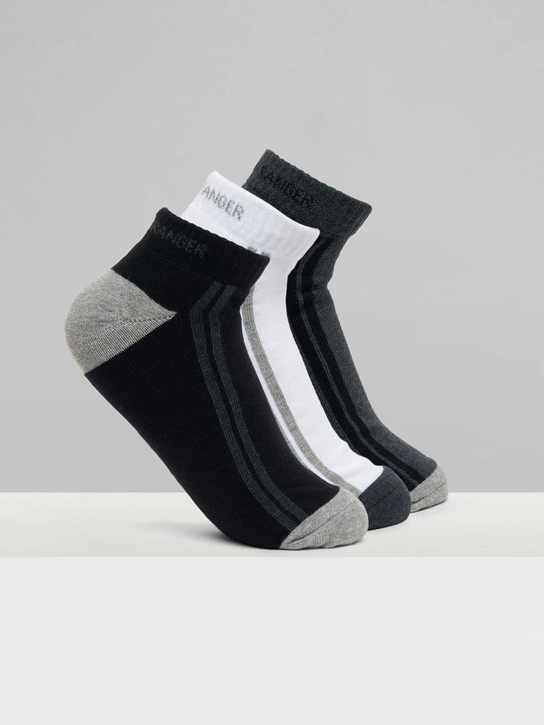 Urban Ranger by pantaloons Men Pack of 3 Cotton Blend Assorted Colourblocked Above Ankle Socks - view 1