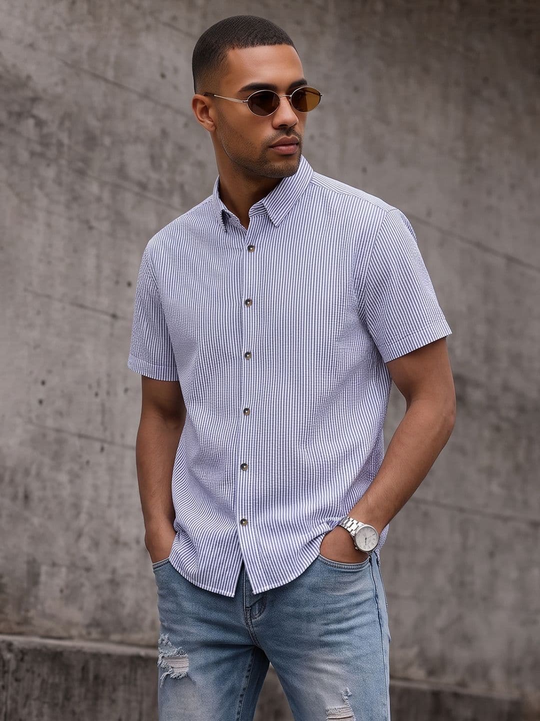 The Roadster Life Co. Striped Pure Cotton Shirt - view 1