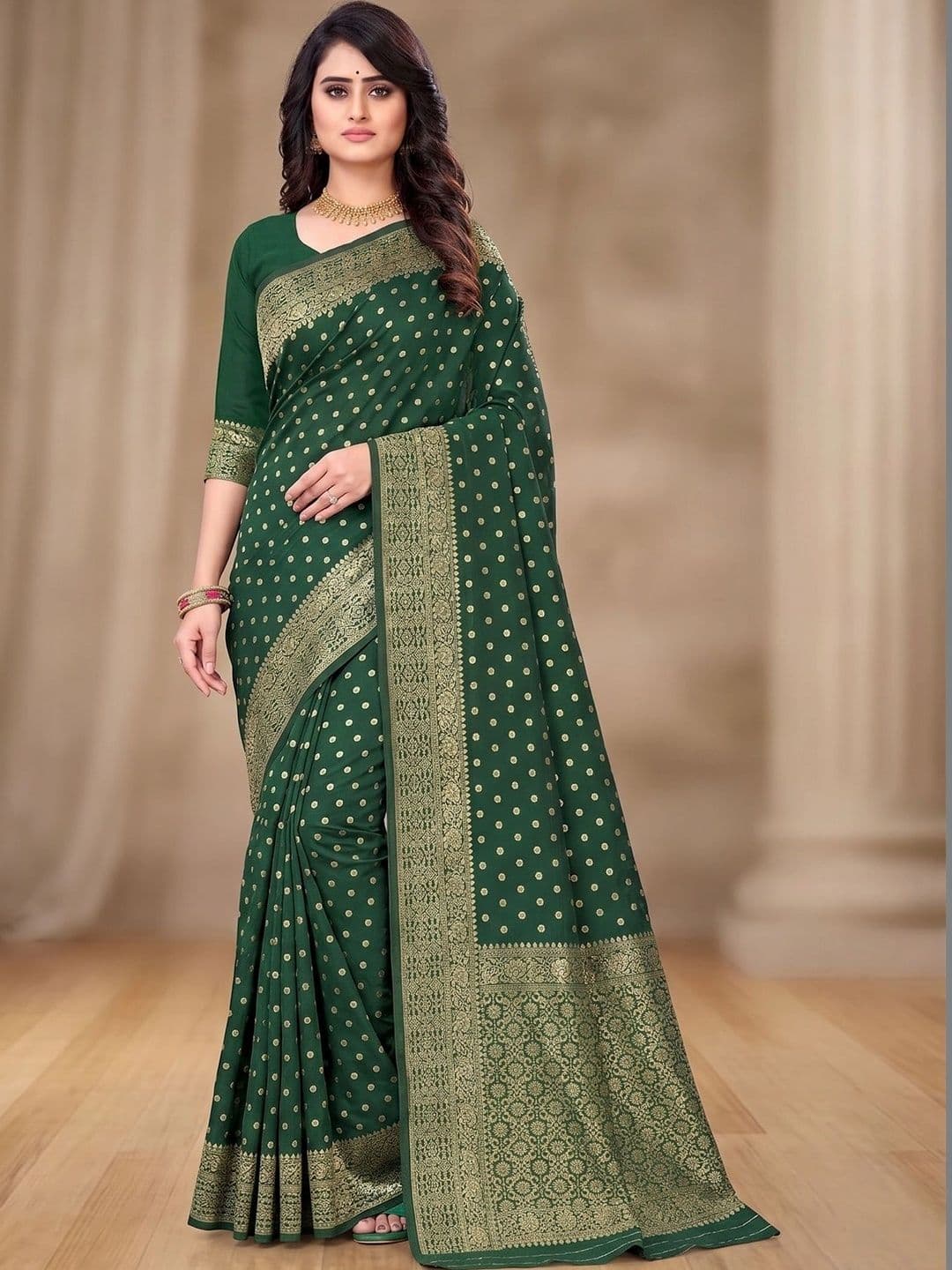 RUTVA FASHION Woven Design Zari Art Silk Banarasi Saree - view 1