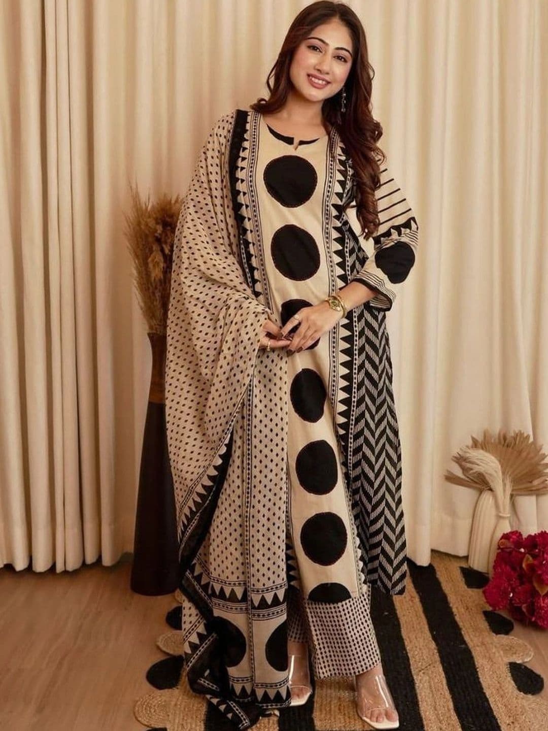 KALINI Women Printed Regular Kurta with Trousers & With Dupatta - view 1
