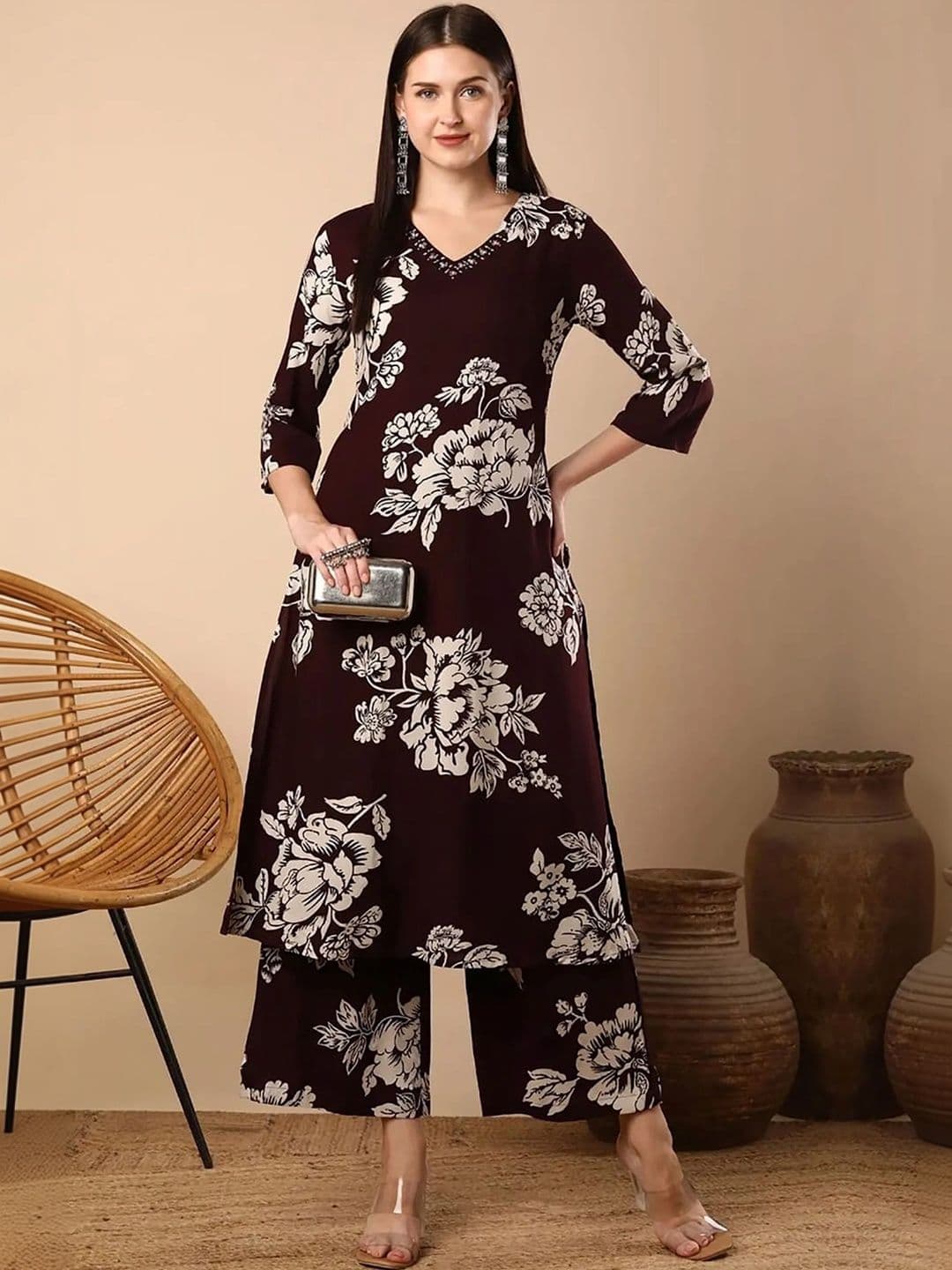 Moda Rapido Women Floral Printed Regular Kurta with Palazzos - view 1