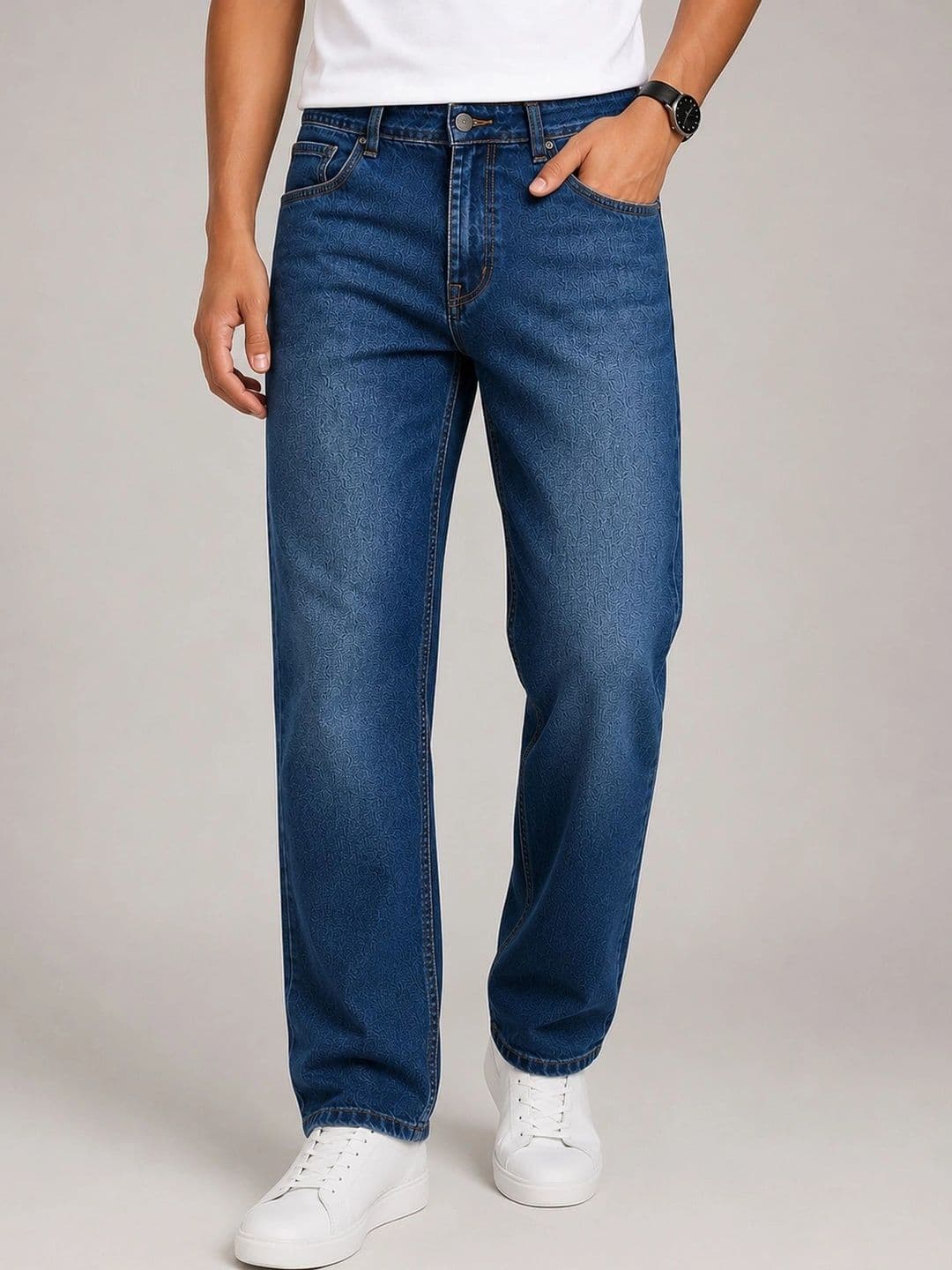 Denimora Men Straight Fit Mid-Rise Light Fade Stretchable Jeans - view 1