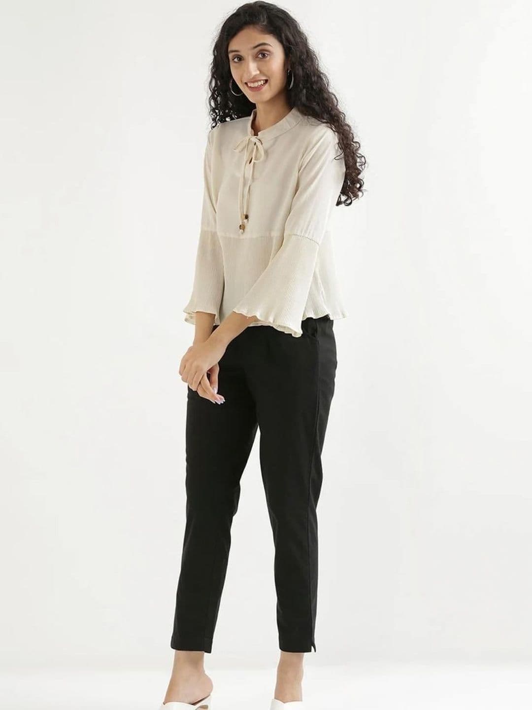 AMIRAS INDIAN ETHNIC WEAR Women Everday Cotton Black Pant With 2 Dip Pockets - view 1