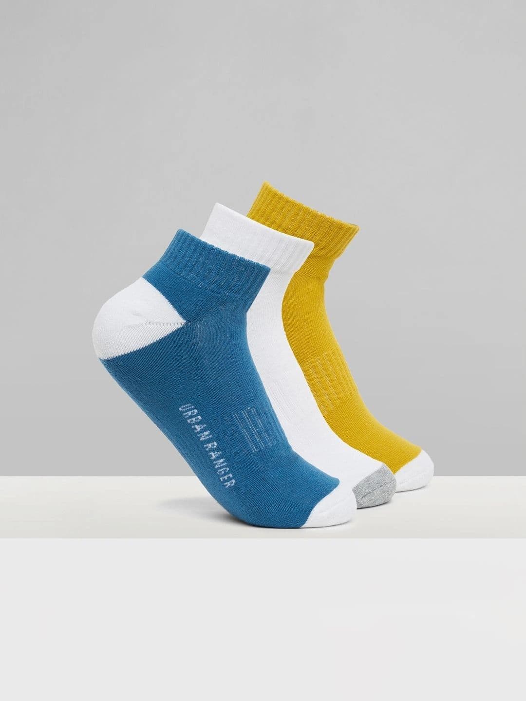 Urban Ranger by pantaloons Men Pack of 3 Cotton Blend Assorted Colourblocked Ankle Length Socks - view 1