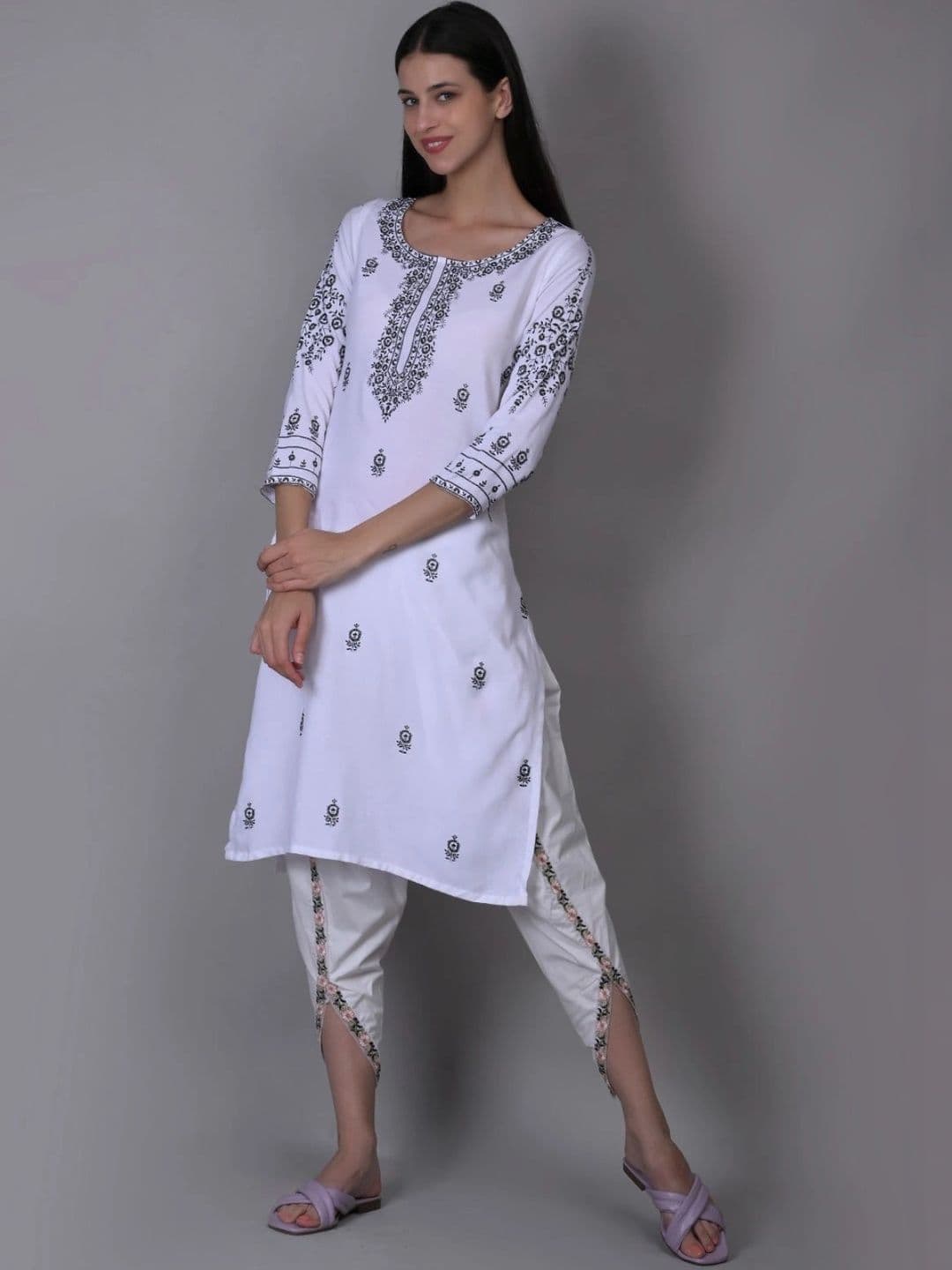 PINOVO Women Floral Embroidered Cropped Ethnic Palazzos - view 1