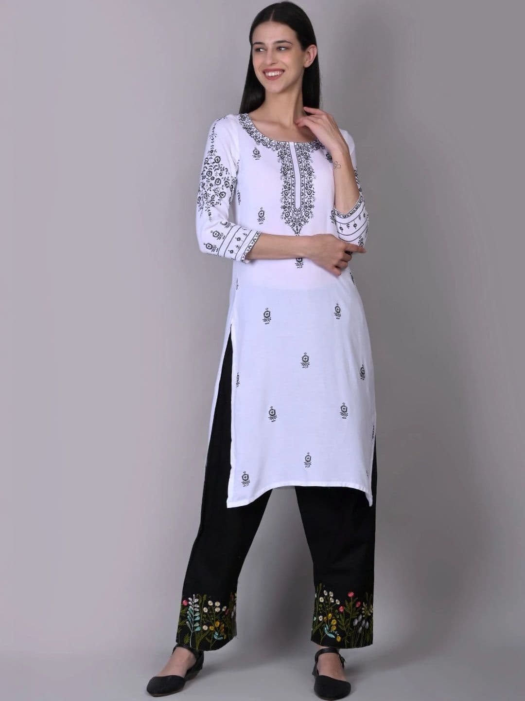 PINOVO Women Floral Embroidered Ethnic Palazzos - view 1