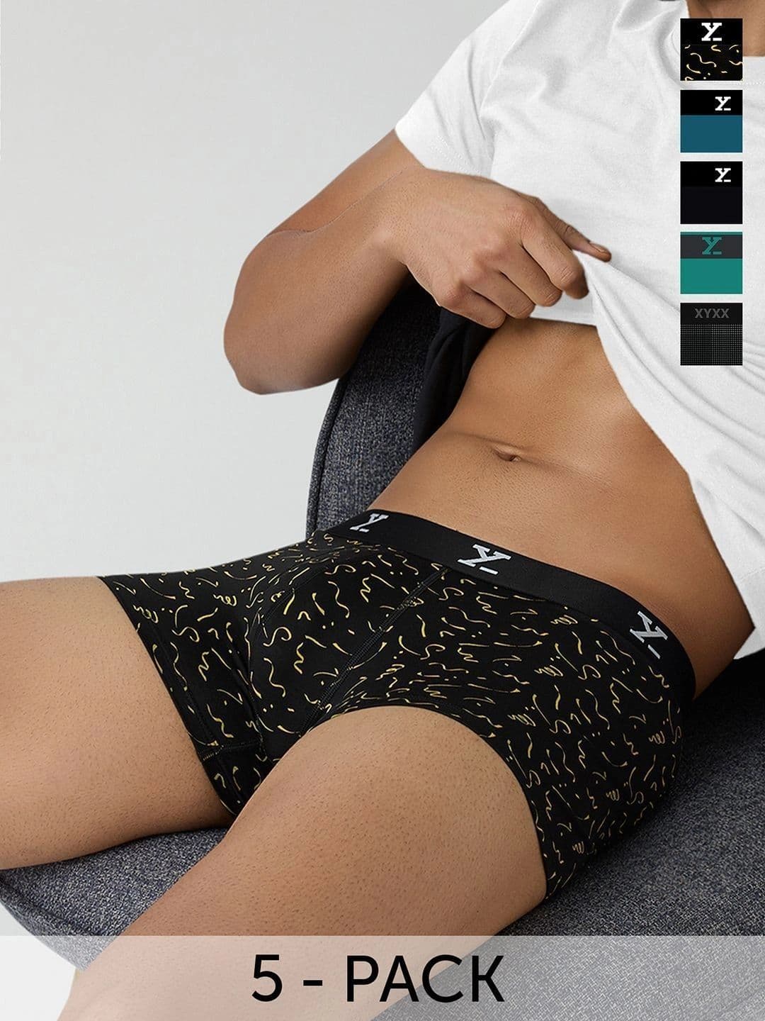 XYXX Pack of 5 Cotton Blend Printed Trunks - view 1