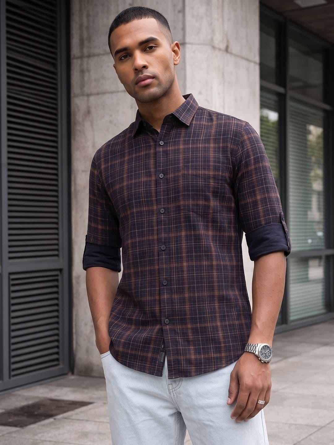 The Roadster Life Co. Checked Pure Cotton Casual Shirt - view 1