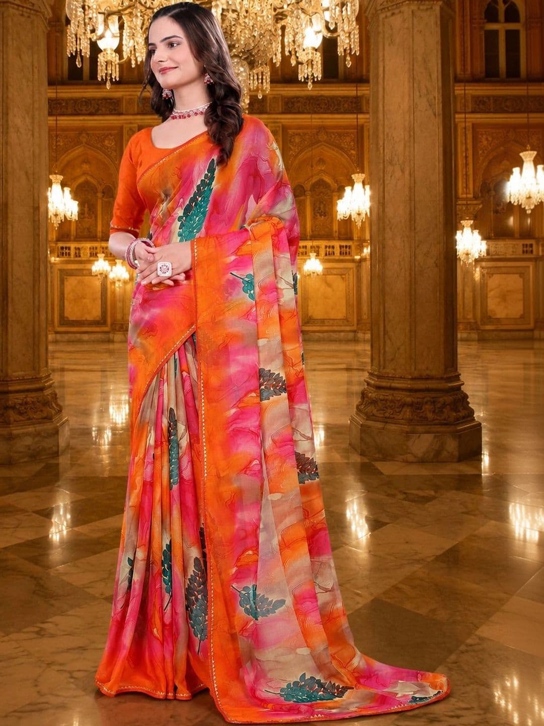 KANURIKAA Poly Georgette Bandhani Saree - view 1