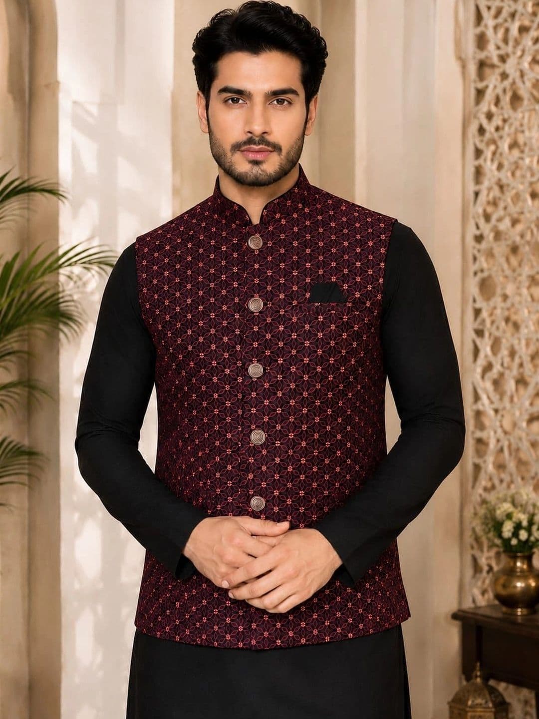 TRENDS OF ETHNIC Woven Design Nehru Jackets - view 1