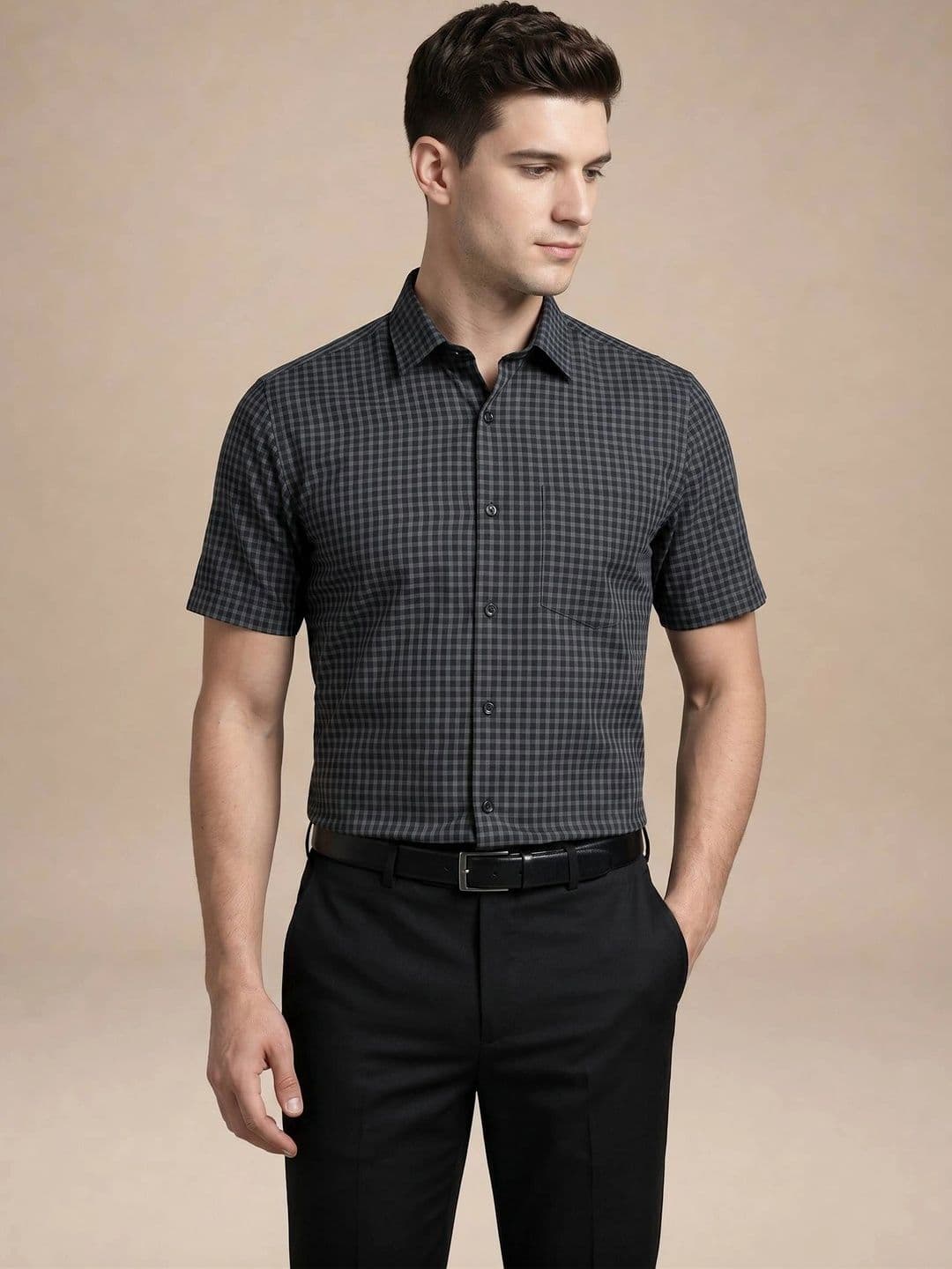Turtle Men Standard Gingham Checks Checked Casual Shirt - view 1