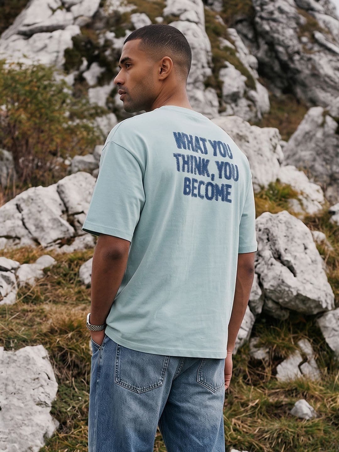 The Roadster Life Co. Printed Drop-Shoulder Sleeves Pure Cotton Relaxed Fit T-shirt - view 1