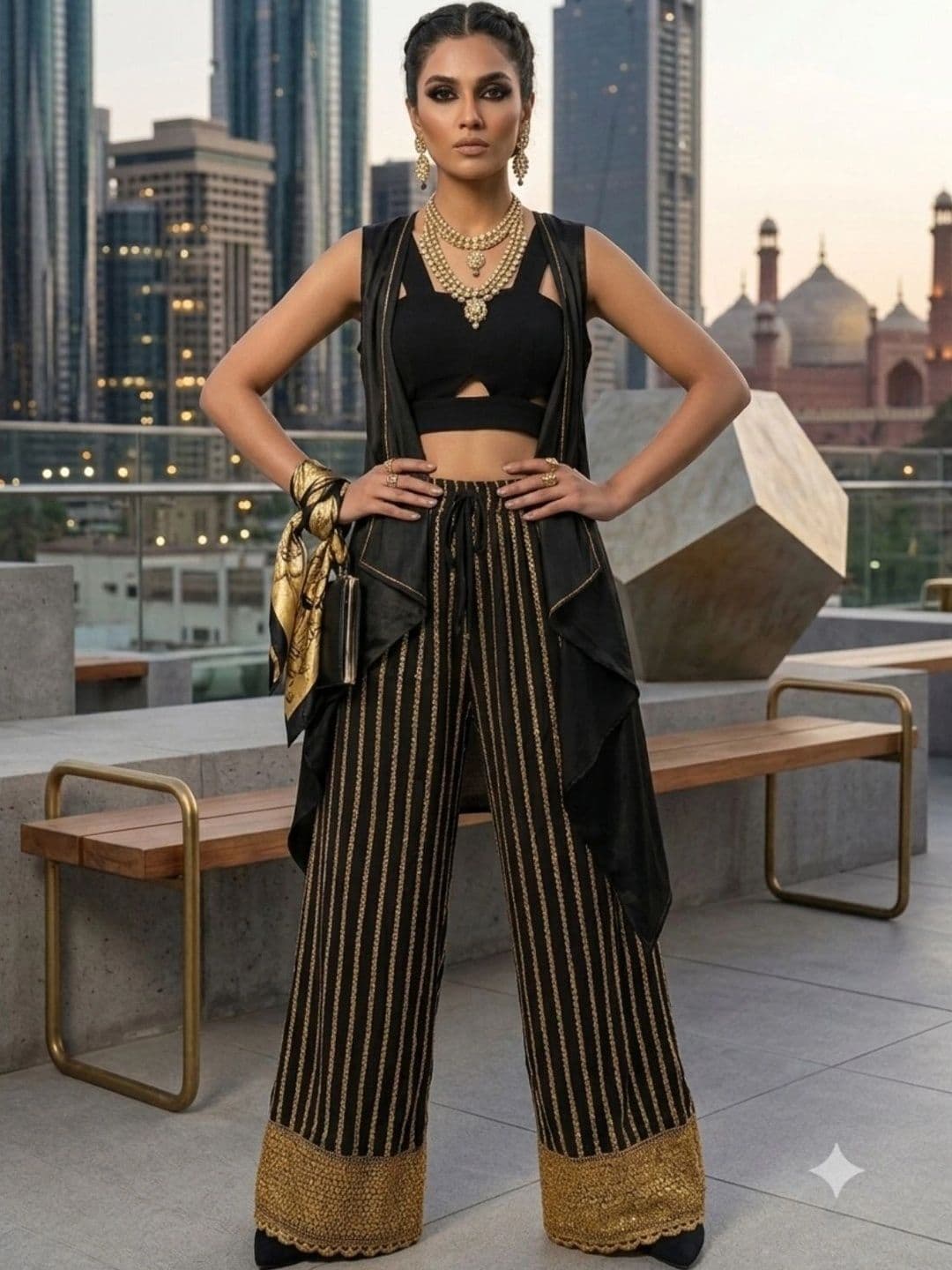 PINOVO Women Striped Ethnic Palazzos - view 1